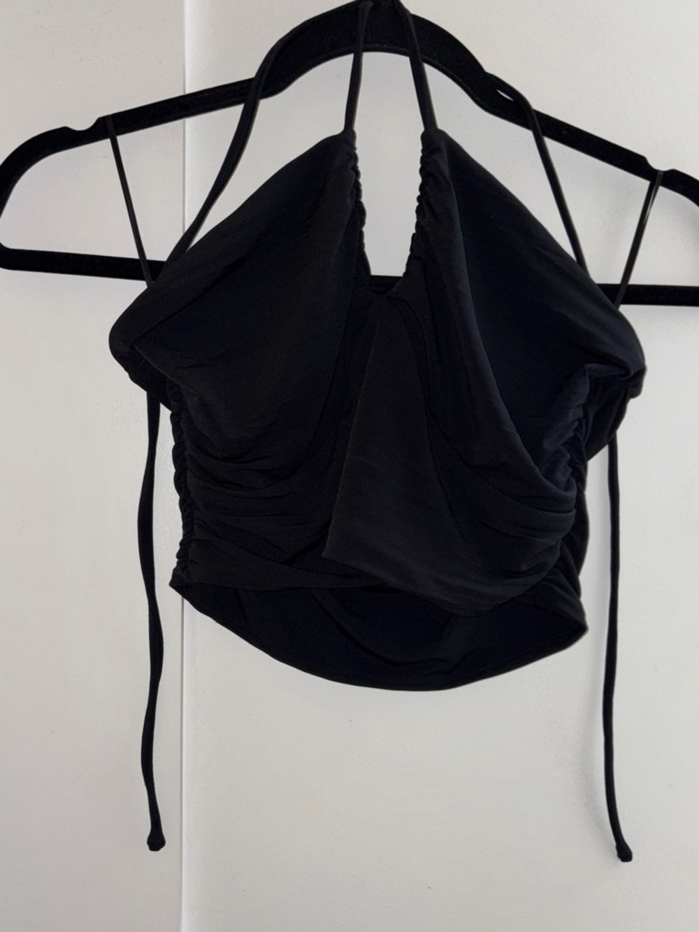 Abercrombie & Fitch Black Halter Ruched Crop Top